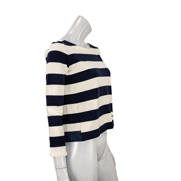 BLUE LABEL CRESTBRIDGE Japan Women's Navy Striped Sweater Size 38 - Picture 4 of 10